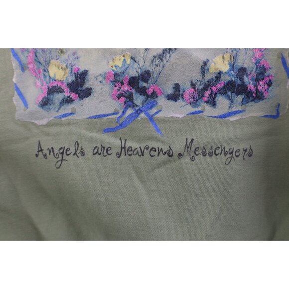 Vintage 90s Streetwear Womens XL Faded Christian Angels Layered Sweatshirt Green - Picture 6 of 13